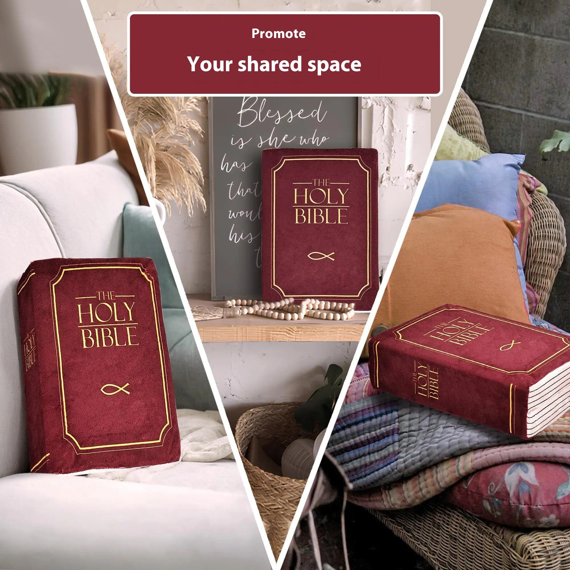 Bible Plush Pillow — Cozy Scripture-Inspired Home Decor