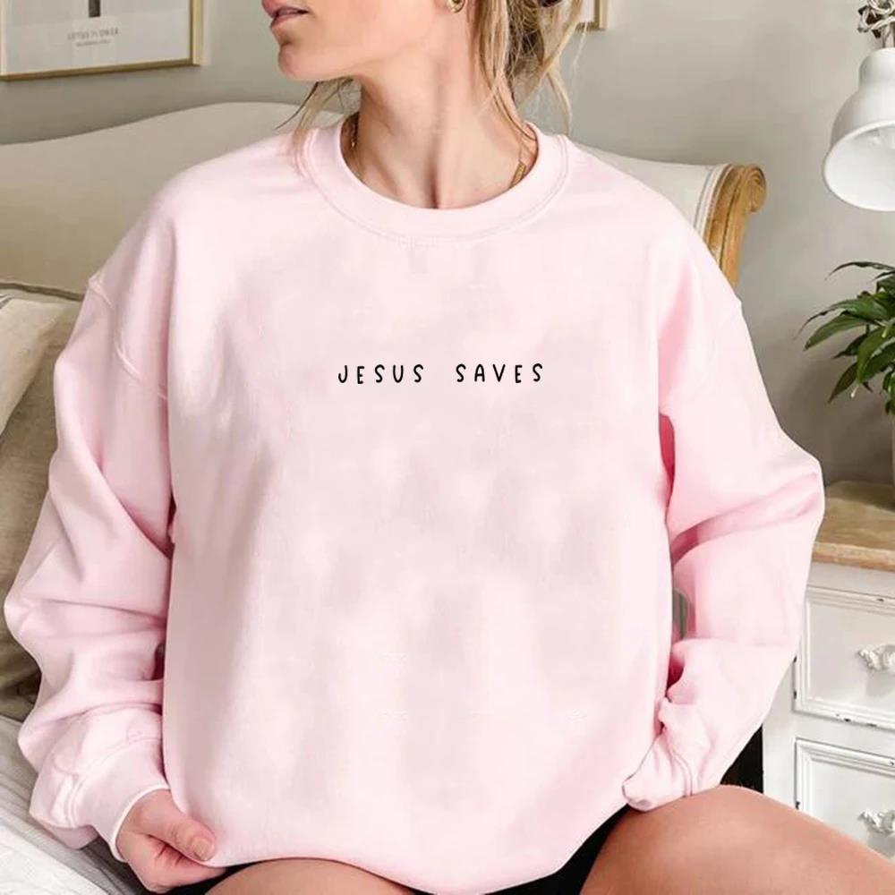 Jesus Saves Cozy Faith Sweatshirt for Women – Comfort Meets Scripture