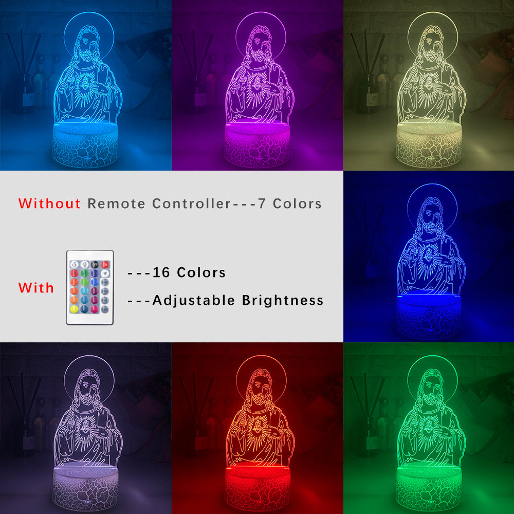 Jesus LED Touch Colorful Night Light – 16 Color Remote & Touch Control